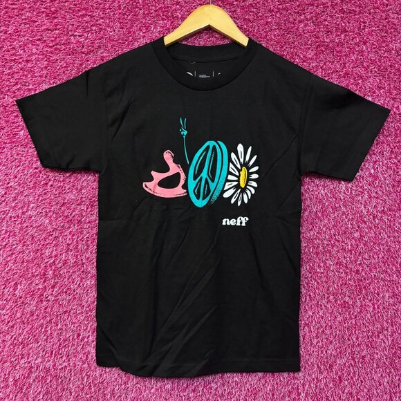 Neff Peace Sign Graphic Design T-Shirt Small - Picture 1 of 4